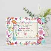 Folk Fiesta Bridal Shower Waterverf Kaart (Staand voorkant)