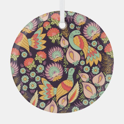Folk Floral Birds Ornament (Voorkant)