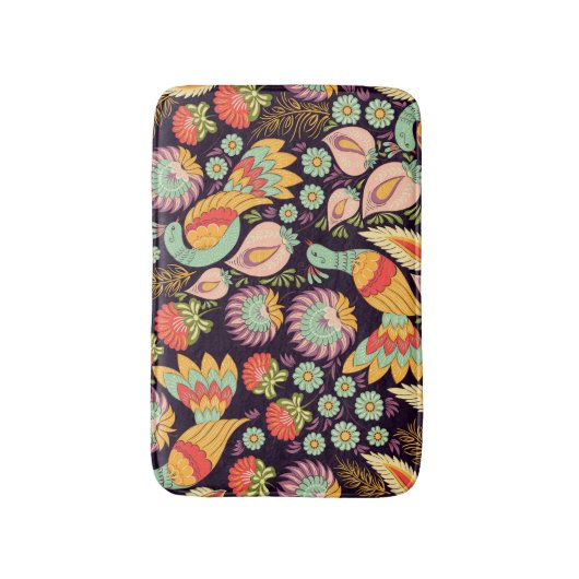  Folk Floral Birds Ornament Badmat (Voorkant Verticaal)