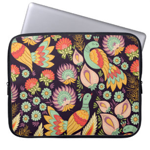  Folk Floral Birds Ornament Laptop Sleeve