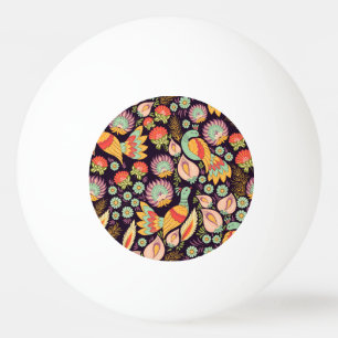 Folk Floral Birds Ornament Pingpongbal