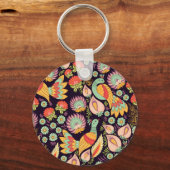 Folk Floral Birds Ornament Sleutelhanger (Achterkant)