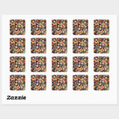 Folk Floral Birds Ornament Vierkante Sticker (Vel)