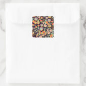 Folk Floral Birds Ornament Vierkante Sticker (Tas)