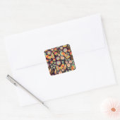 Folk Floral Birds Ornament Vierkante Sticker (Envelop)