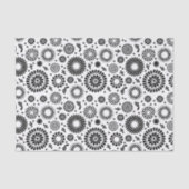 Folk Floral Black and White Flowers Boho Chic Tissuepapier (Voorkant)