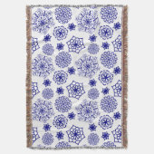 Folk floral blauw patten deken (Voorkant Verticaal)