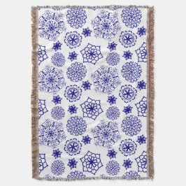 Folk floral blauw patten deken