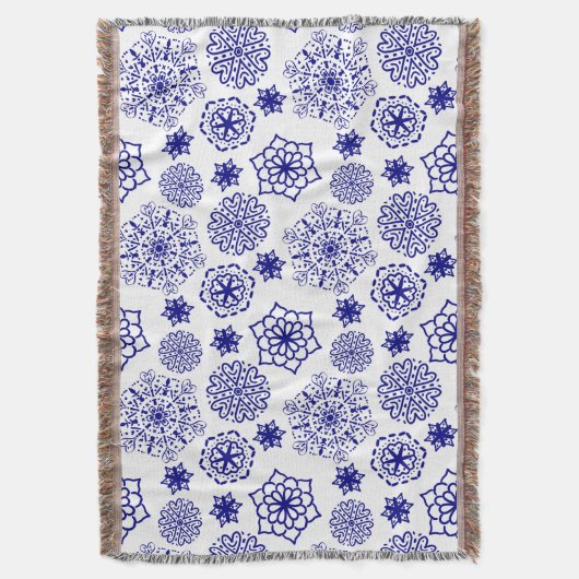 Folk floral blauw patten deken (Voorkant Verticaal)