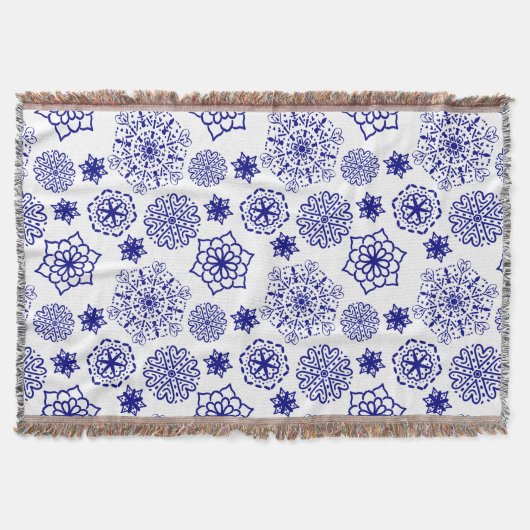 Folk floral blauw patten deken (Voorkant)
