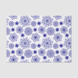 Folk floral blauw patten tissuepapier