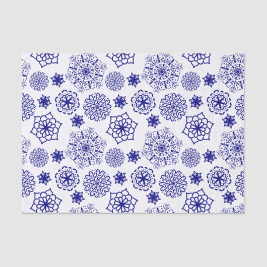 Folk floral blauw patten tissuepapier (Voorkant)