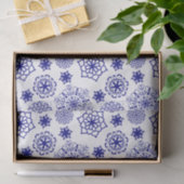 Folk floral blauw patten tissuepapier (Geschenk)