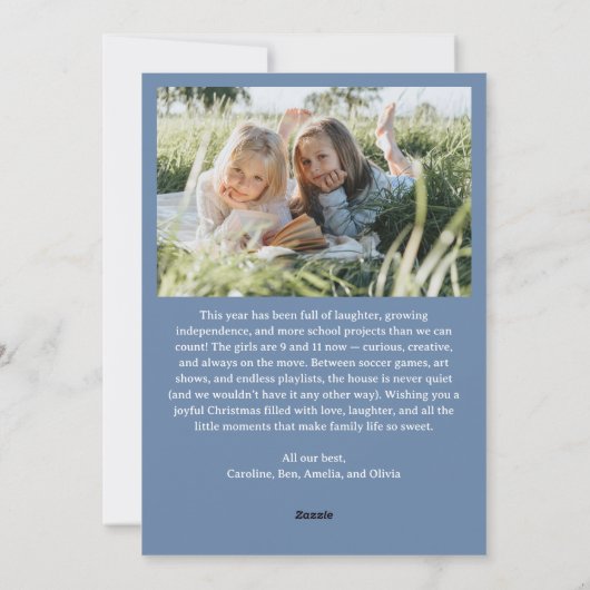 Folk Floral Border Modern Coquette Christmas Photo Feestdagenkaart (Achterkant)