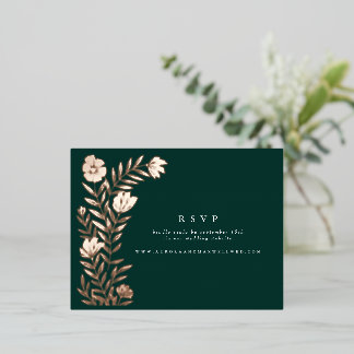 Folk Floral Botanical Lijst online rsvp encl. kaar Folie Feestdagen Briefkaart