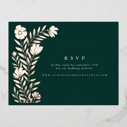 Folk Floral Botanical Lijst online rsvp encl. kaar Folie Feestdagen Briefkaart (Voorkant)