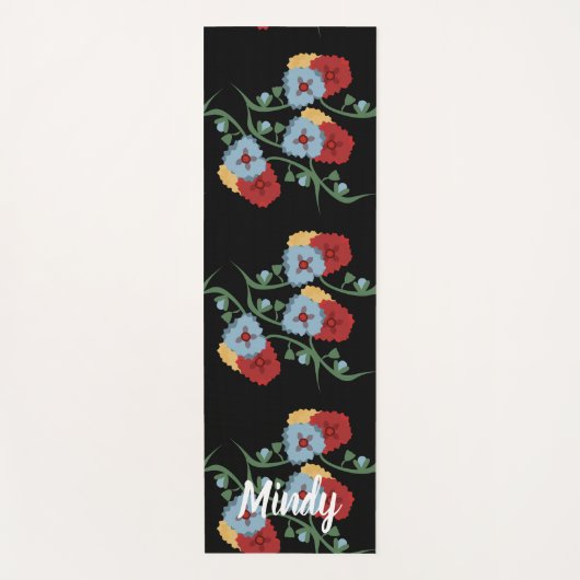 Folk Floral Botanical Yoga Mat (Voorkant)