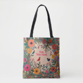 Folk Floral Canvas tas - Muziekliefhebber - Zingen (Voorkant)