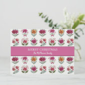 Folk Floral Christmas  Feestdagenkaart (Staand voorkant)