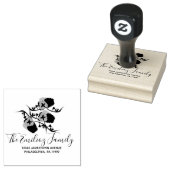 Folk Floral Greenery Script Address Rubber Stamp Rubberstempel (Gestempeld)