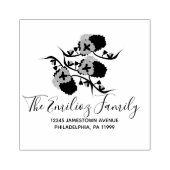 Folk Floral Greenery Script Address Rubber Stamp Rubberstempel (Afrduk)