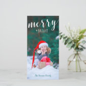 Folk Floral kerstfoto Feestdagenkaart (Staand voorkant)