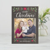 Folk Floral kerstfoto Feestdagenkaart (Staand voorkant)
