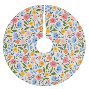 Folk Floral: Kleurrijke kleine patronen Kerstboom Rok