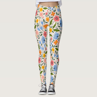 Folk Floral: Kleurrijke kleine patronen Leggings