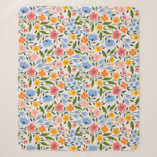 Folk Floral: Kleurrijke kleine patronen Sherpa Deken
