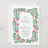 Folk Floral Lijst bruiloft uitnodiging (Voorkant)