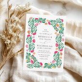 Folk Floral Lijst bruiloft uitnodiging