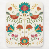 Folk Floral met vogels Muismat (Voorkant)
