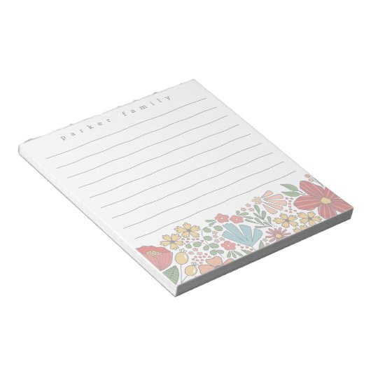 folk floral personalized notitieblok (Schuin)