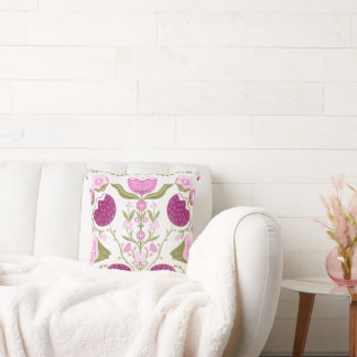 Folk Floral Throw – Pink & Burgundy Botanic. Kussen