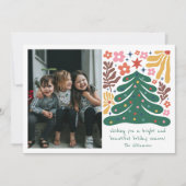 Folk Floral Tree Bright Christmas Photo Cute Feestdagenkaart (Voorkant)