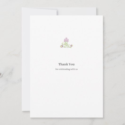Folk Floral Wedding Thank You Minimal Design Bedankkaart (Voorkant)