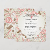 Folk Floral Whimsy bruiloft Kaart (Voorkant / Achterkant)