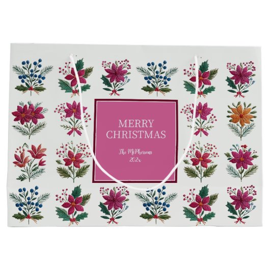 Folk Florals Christmas Groot Cadeauzakje (Achterkant)