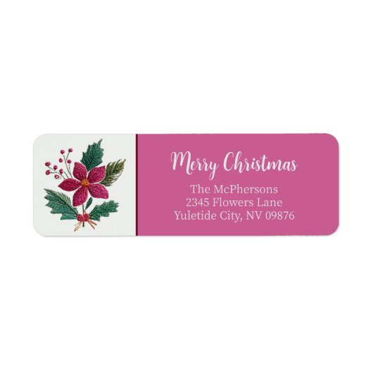 Folk Florals Christmas Return Address Labels (Voorkant)