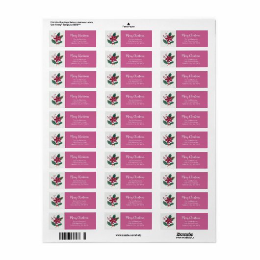 Folk Florals Christmas Return Address Labels (Full Sheet)