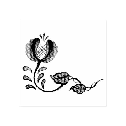 Folk flower, bloemenkunst, volkskunst, delft rubberstempel (Afrduk)