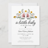 Folk Flowers Baby op de weg Boho Baby shower Kaart (Voorkant)