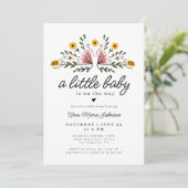 Folk Flowers Baby op de weg Boho Baby shower Kaart (Staand voorkant)