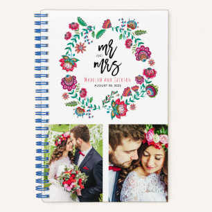 Folk Flowers bloemige Huwelijksnotitieboek Notitieboek