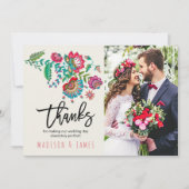 Folk Flowers | Dank u wel | Weddenschap | Fotokaar Bedankkaart (Voorkant)