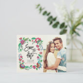 Folk Flowers | Datum opslaan | Foto-Briefkaart Aankondigingskaart (Staand voorkant)