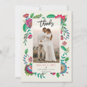 Folk Flowers Hartelijk dank voor uw bruiloft Bedankkaart (Voorkant)