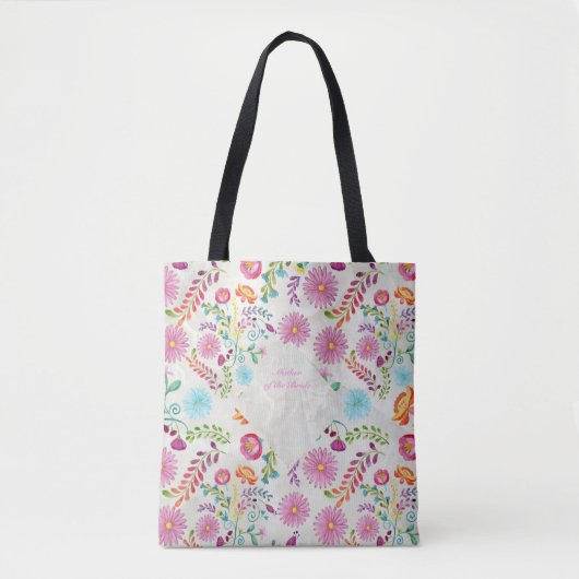 Folk Flowers Moeder van Bride Gift-  Tote Bag (Voorkant)