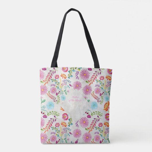 Folk Flowers Moeder van Bride Gift-  Tote Bag (Achterkant)